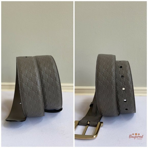 Authentic GUCCI Gray Microguccissima Leather Gold Buckle Belt 85/34 281548 main image 13